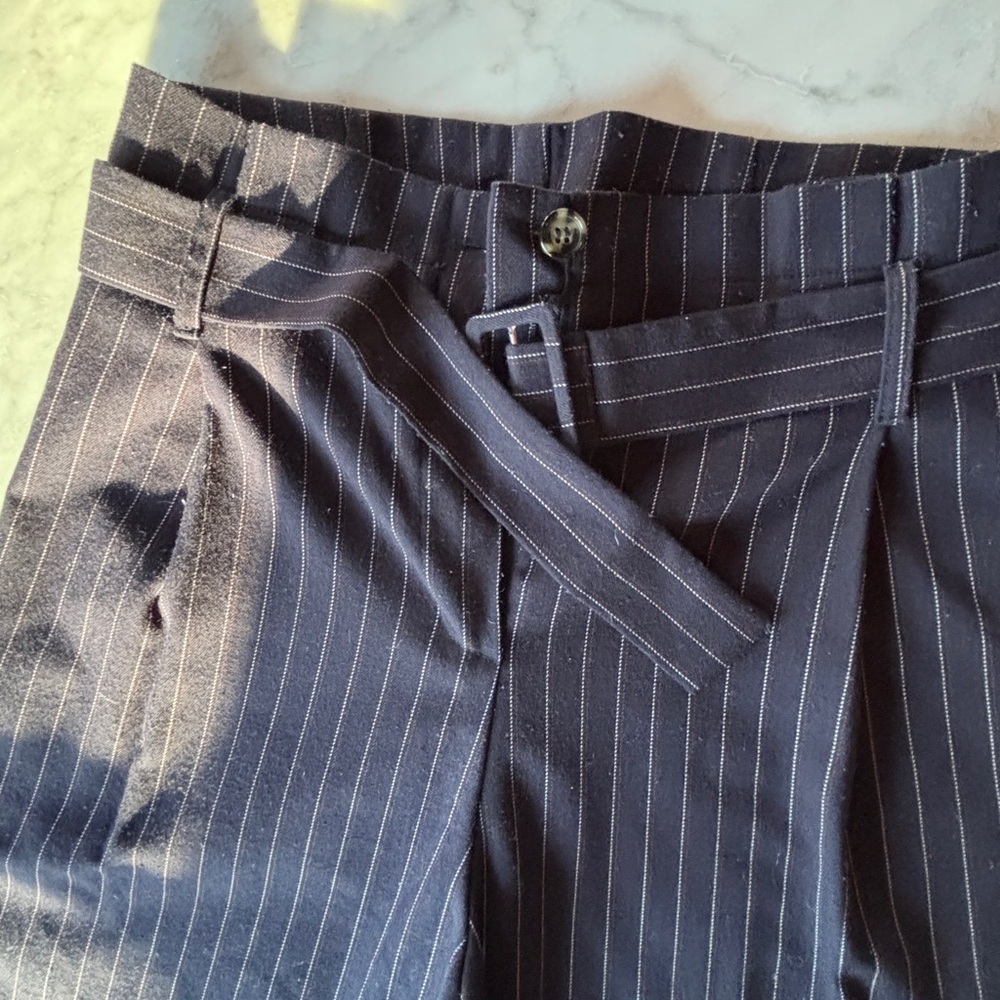 Cristina Gavioli Pinstripe Belted Trousers – Italian Designer – Size S - Picture 2 of 7